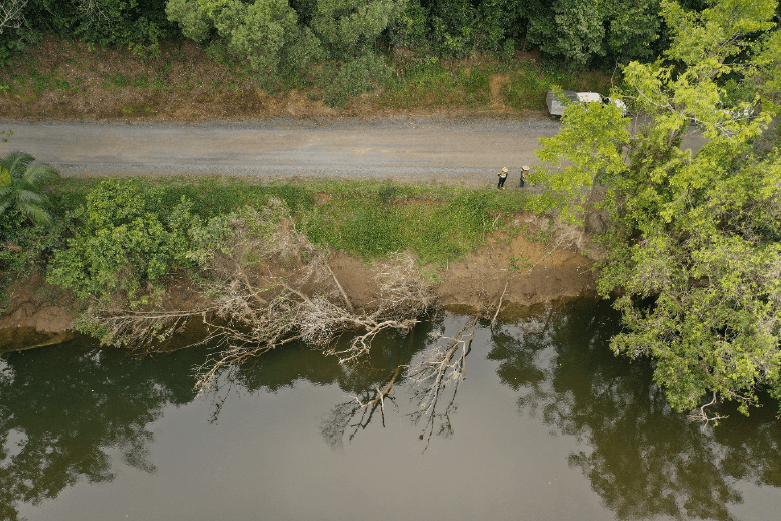 Over 23 metres of creek bank erosion at Stewart Creek.