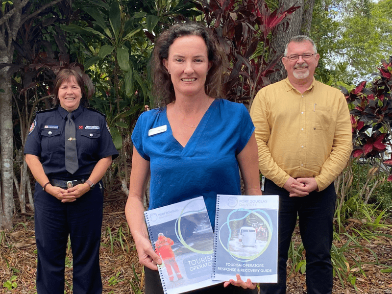 HEADER - QFES Nadine Oosen, TPDD CEO Tara Bennett & Douglas Shire Mayor Michael Kerr